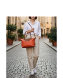 FIORENTINA Orange Tan Italian Leather Classic Tote/Shoulder/Crossbody Bag – Made in Italy