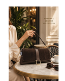 ONANO Dark Brown Italian Leather Rectangular Silhouette Shoulder Handbag