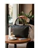 CANINO Black Italian Leather Slouchy Soft Bowling Grab Shoulder Handbag