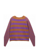 Soft Knit Sweater Jumper Striped Long Sleeves, Brown Purple