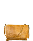 SABBIONI Tan Moc croc Italian Leather Envelope Clutch Crossbody Bag