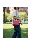 POLI Red Italian Leather Structured Boxy Grab/Shoulder Handbag