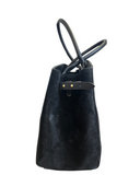 CANNARA Black Chic and Iconic Italian Suede Leather Designer style handbag