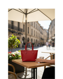 SCALO Vibrant Red Structured Italian Leather Small Grab/Shoulder Handbag