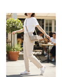 LAZIO Light Taupe Soft Structured Italian Leather Shoulder Crossbody Handbag