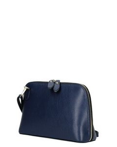 SALERNO Dark blue Compact Half Moon Italian Leather Handbag