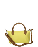 BRELA MINI Italian Leather Two Tone Small Grab Crossbody Handbag Yellow Tan
