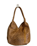 VESCOVADO Made in Italy Woven Leather Hobo Style Shoulder Bag, Tan