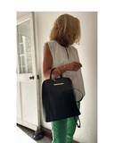 PORANO Black Croc-Embossed Leather Backpack – Chic and Versatile