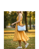 FIORENTINA Light Blue Italian Leather Classic Tote/Shoulder/Crossbody Bag – Made in Italy