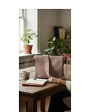 Isola Taupe Pink Relaxed Slouchy Italian Leather Messenger Bag