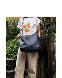 MARIANO Dark blue Spacious Soft Italian Leather Crossbody Bag