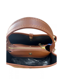 PIGLIO Tan brown Italian Leather Suede Bucket Shouler Handbag