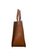 AFFILE Caramel Brown Italian Leather Rounded U-Shaped Zip Tote