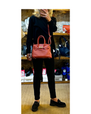 AGLIANA Small Burnt Orange Soft Italian Leather Birkin Inspired Style Handbag