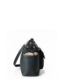 DUGENTA Black Italian Leather Compact Multi-Pocket Shoulder Bag