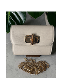 LABARO Cream Compact Italian Leather Shoulder Crossbody Clutch Bag