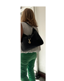 LIRI Large Black softly slouched Italian Leather Hobo Shoulder Handbag