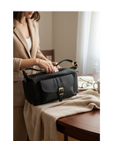 DUGENTA Black Italian Leather Compact Multi-Pocket Shoulder Bag