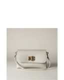 MARINA Cream Italian Leather Grab Shoulder Crossbody Handbag Bamboo Clasp