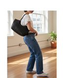 MARINELLA Dark Brown Woven Italian leather Tote Basket