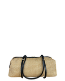 ROCCA Woven Raffia and Italian Leather Baguette Shoulder Handbag