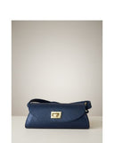 GAETE Dark blue Italian Leather Structured Cylindrical Mini Bag