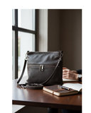 SANNIO Brown Italian Leather Crossbody Multi Pockets Handbag