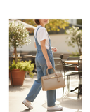 LIDO LARGE Taupe Italian Leather Structured Grab Bag