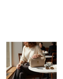 LAZIO Light Taupe Soft Structured Italian Leather Shoulder Crossbody Handbag