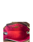 SERRONE Tan Brown Italian Leather Ostrich Textured Shoulder Handbag