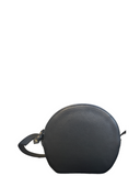 SEZZE Black & White Animal Print Italian Leather circle Round Shoulder Crossbody Bag