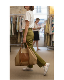 PAVONA Camel Italian Leather Shopper Tote Bag