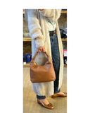 MORINI Tan Italian Leather Crossbody  Grab Handbag