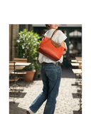 FIORENTINA Orange Tan Italian Leather Classic Tote/Shoulder/Crossbody Bag – Made in Italy