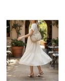 CRUCI Beige Italian Leather Rounded Shape Shoulder Handbag