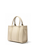 POLI Cream Italian Leather Structured Boxy Grab/Shoulder Handbag