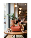CIRCEO Burnt Orange Italian Leather Contemporary Minimalist Shoulder grab Crossbody Bag