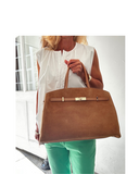CANNARA Tan Chic and Iconic Italian Suede Leather Designer style handbag