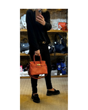 AGLIANA Small Burnt Orange Soft Italian Leather Birkin Inspired Style Handbag