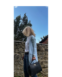 POGGIO Small Black Softly Structured and Elegant Leather Handbag