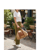 PAVONA Camel Italian Leather Shopper Tote Bag
