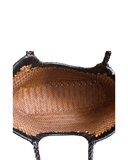 MARINELLA Dark Brown Woven Italian leather Tote Basket