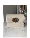 LABARO Cream Compact Italian Leather Shoulder Crossbody Clutch Bag