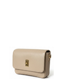 LAZIO Light Taupe Soft Structured Italian Leather Shoulder Crossbody Handbag