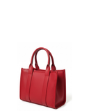 POLI Red Italian Leather Structured Boxy Grab/Shoulder Handbag