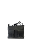 VISSO Black Italian Leather Crossbody / Shoulder Bag with external pockets