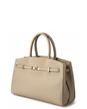 LIDO LARGE Taupe Italian Leather Structured Grab Bag