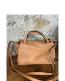 LILLIANO Small Tan Soft Pebble Leather Handbag