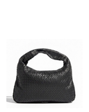 TEORA Black Intrecciato Weave Design Italian Leather hobo Handbag
